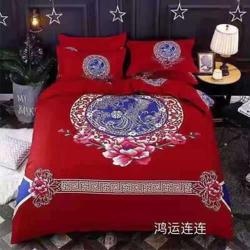 Beautiful  Red  Flower Floral  Designed Bed sheet with 2 Pillow and 1 Blanket Cover